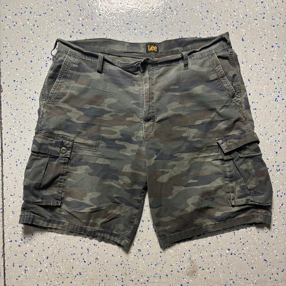 Lee Camo Cargo Shorts Green Outdoors Woodland Size 40 Mens Utility Baggy